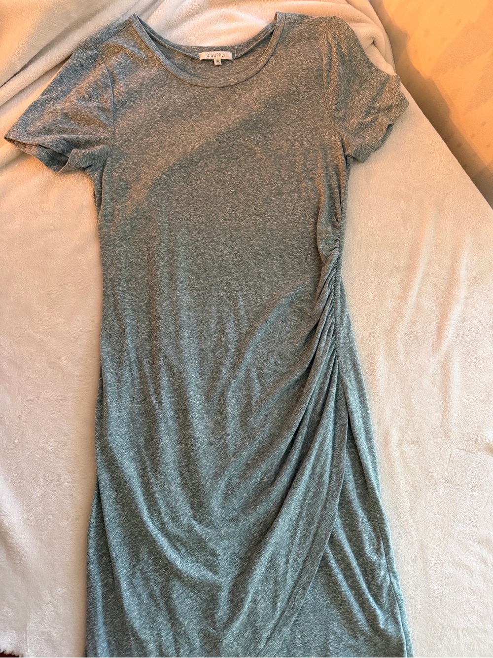 Z Supply Heather Gray Side-Ruched Midi Dress